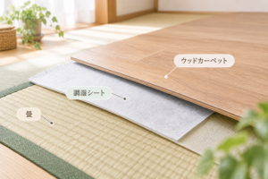 畳とウッドカーペットの間に敷くシートのイメージ